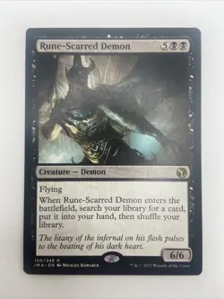 MTG Magic the Gathering Rune-Scarred Demon (106/256) Iconic Masters LP - Image 1