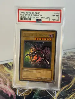 Yugioh 2002 Oldprint Dark Magician & Red Eyes B. Dragon LOB PSA 8 - Image 5