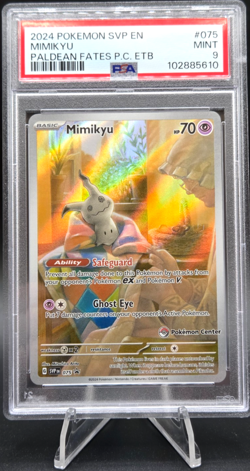 PSA 9 Pokemon Center Exclusive Mimikyu 075 Scarlet & Paldean Fates Promo Card - Image 1
