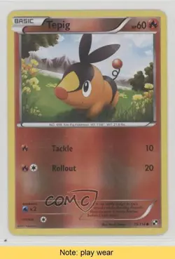 Tepig Reverse Foil Pokemon Black & White Base Set #15 READ cj1 - Image 1