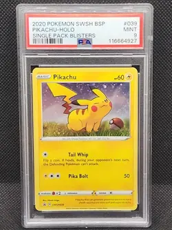Pikachu PSA 9 Sword & Shield Black Star Promo Card Holo SWIRL 2020 Pokemon - Image 1