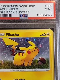 Pikachu PSA 9 Sword & Shield Black Star Promo Card Holo SWIRL 2020 Pokemon - Image 2