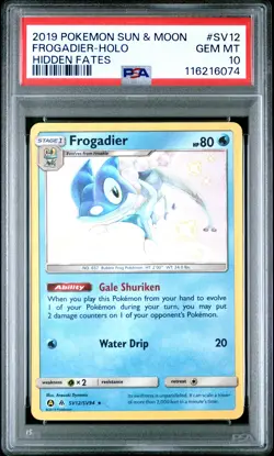 2019 POKEMON SUN & MOON HIDDEN FATES #SV12 FROGADIER-HOLO PSA 10 - Image 1