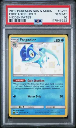 2019 POKEMON SUN & MOON HIDDEN FATES #SV12 FROGADIER-HOLO PSA 10 - Image 1