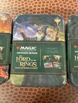 MTG- LOTR Tales Of Middle-Earth Tins-Gandalf, One Ring, & Galadriel- New Sealed! - Image 3