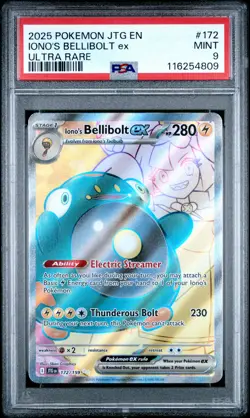 2025 POKEMON JTG EN-JOURNEY TOGETHER ULTRA RARE #172 IONO'S BELLIBOLT EX PSA 9 - Image 1