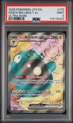 2025 POKEMON JTG EN-JOURNEY TOGETHER ULTRA RARE #172 IONO'S BELLIBOLT EX PSA 9 - Image 1