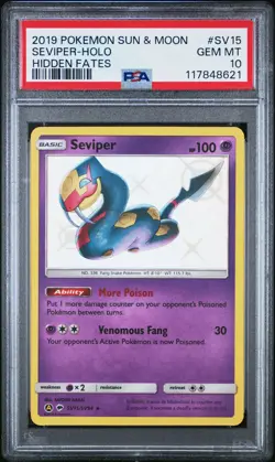 2019 Pokemon Hidden Fates SV15 Seviper Shiny Vault SV15 PSA 10 Gem Mint - Image 1