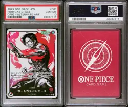 One Piece Card PSA10 Portgas D Ace OP03-001 Leader Parallel 2023 Japanese - Image 1