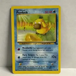 Pokemon TCG Psyduck Fossil, Unlimited Common Card 53/62 Vintage - Image 1