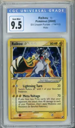 Pokemon Raikou Gold Star EX Unseen Forces Holo Rare #114 CGC 9.5Gem Mint - Image 1