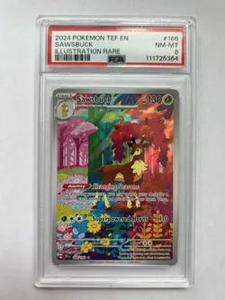 Sawsbuck, Illustration Rare #166 - 2024 Pokemon TEF EN-Temporal Forces - PSA 8 - Image 1