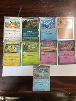 Eevee Prismatic Evolutions 8 Holo & 1 Regular 9 Card Set NM Eeveelutions - Image 1