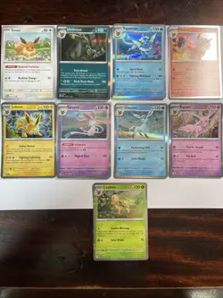 Eevee Prismatic Evolutions 8 Holo & 1 Regular 9 Card Set NM Eeveelutions - Image 1