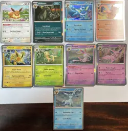 Eevee Prismatic Evolutions 8 Holo & 1 Regular 9 Card Set NM Eeveelutions - Image 1