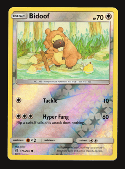 Pokemon TCG Bidoof Unified Minds Sun & Moon SM 171 Reverse Holo NM Card - Image 1