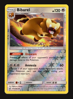 Pokemon TCG Bibarel Unified Minds Sun & Moon SM 172 Reverse Holo NM Card - Image 1
