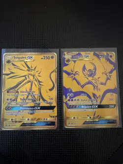 Pokemon TCG - Lunala GX SM103a & Solgaleo GX SM104a Hidden Fates Gold Promos NM - Image 1