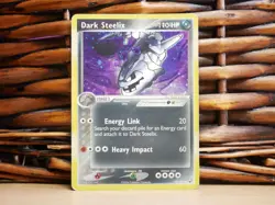 Pokemon DARK STEELIX 10/109 HOLO SWIRL | HP Heavy Play | EX Team Rocket | 2004 - Image 1