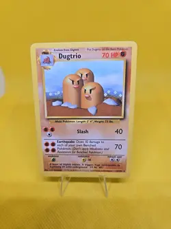 Pokemon TCG Dugtrio Base Set 19/102 Unlimited Rare Card, Vintage 1999 - Image 1