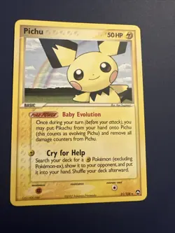 Pokemon Pichu TCG EX Power Keepers Card 21/108 Regular Rare, LP Condition - Image 1