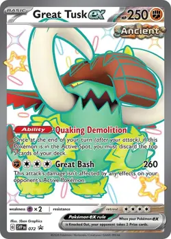 Great Tusk ex - SVP072 - Scarlet & Violet Promo - NM Black Star Pokemon Card - Image 1