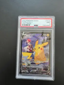 2022 Pokemon Lost Origin Pikachu V Full Art #TG16 PSA 9, regrade - Image 1