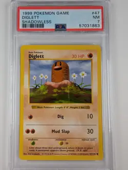 1999 Pokemon Base Set Diglett Shadowless X3, PSA 7, 8, 9) - Image 1