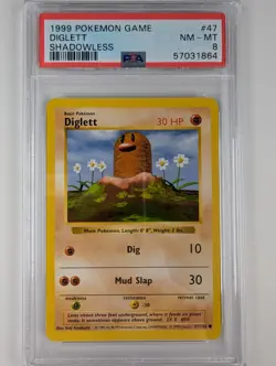 1999 Pokemon Base Set Diglett Shadowless X3, PSA 7, 8, 9) - Image 3