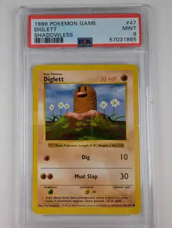 1999 Pokemon Base Set Diglett Shadowless X3, PSA 7, 8, 9) - Image 5