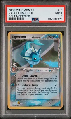 POKEMON EX DELTA SPECIES VAPOREON #18 RARE HOLO FOIL CARD PSA 9 MINT - Image 1