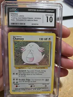 CGC 10 Chansey Holo 015/034 Trading Card Game Classic CLV Pokemon Card - Image 1