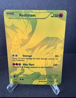 Reshiram 114/113 Legendary Treasures Gold Secret Rare Full Art Holo Pokemon Card - Image 1