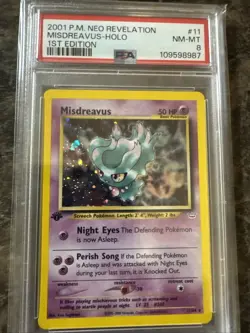 Pokemon TCG Misdreavus 1st Edition Neo Revelation Holo Card 11/64 - Image 1