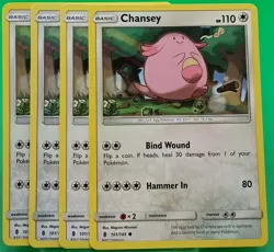 4x Pokemon TCG Chansey S&M Guardians Rising 101/145 Regular Common Card LP-NM - Image 1