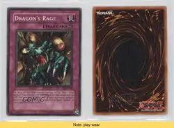 Dragon's Rage Unlimited YuGiOh Legacy of Darkness #LOD-048 2003 READ 2u3 - Image 3