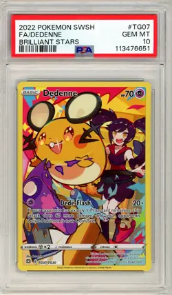 2022 POKEMON SWSH TG07 FULL ART DEDENNE GEM MT PSA 10 BRILLIANT STARS - Image 1