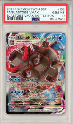 2021 POKEMON SWSH BSP #103 FA BLASTOISE VMAX GEM MT PSA 10 BATTLE BOX - Image 1
