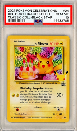 2021 POKEMON CELEBRATIONS BIRTHDAY PIKACHU GEM MT PSA 10 BLACK STAR 24 - Image 1