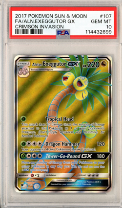 2017 POKEMON SUN MOON #107 EXEGGUTOR GX GEM MT PSA 10 CRIMSON INVASION - Image 1