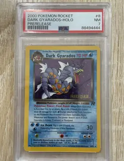 2000 Pokemon Team Rocket Prerelease Dark Gyarados Holo 8/82 PSA 7 NM - Image 1