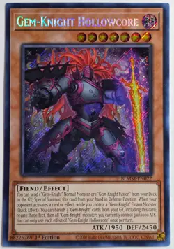 Yugioh Gem-Knight Hollowcore BLMM-EN022 Secret Rare 1st Edition - Image 1