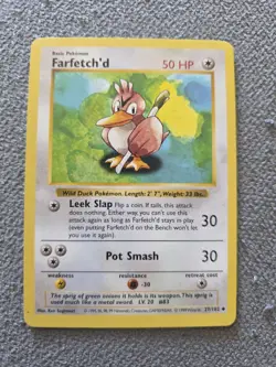 Pokemon TCG 1999 Vintage Base Set Farfetch'd Card 027/102 Shadowless - Image 1