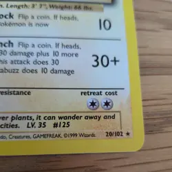 Pokemon Card Electabuzz 20/102 Base Set Rare WOTC Trading Card TCG - Image 4