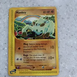 Mankey 92/147 Aquapolis Pokemon E Series Card Vintage 2002 Nintendo LP - Image 1