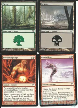 MTG Magic the Gathering CHAMPIONS OF KAMIGAWA Glacial Ray Devouring Rage + Lands - Image 1