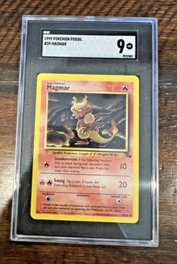 1999 Pokemon Fossil #39 Magmar SGC 9 - Image 1