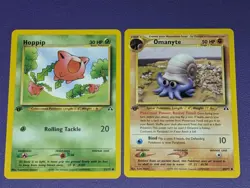 Hoppip 55/75 1st Edition Neo Discovery & Bonus Omanyte 60/75 1st Edition Pokemon - Image 1