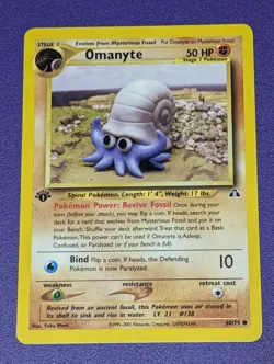 Hoppip 55/75 1st Edition Neo Discovery & Bonus Omanyte 60/75 1st Edition Pokemon - Image 5