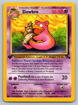 Slowbro 1st Edition Fossil #43/62 Uncommon Pokemon Card MP - Image 1